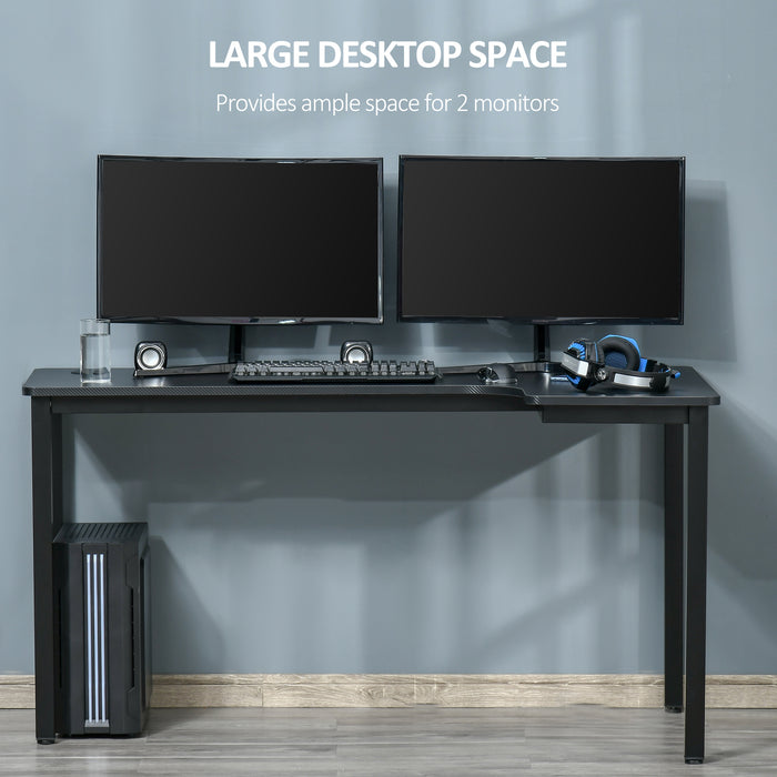 L-Shaped Gaming Desk - Spacious Corner Computer Workstation with Cable Management System, 145x81x76cm - Ideal for Gamers and Home Office Setup