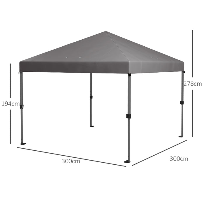 Pop Up Gazebo 3x3m - Easy One-Person Setup Marquee Party Tent with 1-Button Push, Adjustable Legs - Includes Stakes & Ropes for Stability