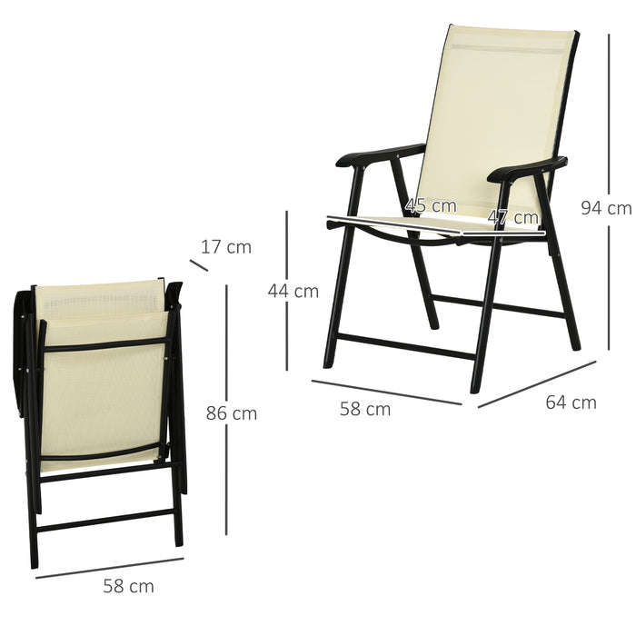 Set of 6 Folding Garden Chairs - Metal Frame with Breathable Mesh Seat for Outdoor Patio and Park Dining - Ideal for Backyard Entertaining and Relaxation