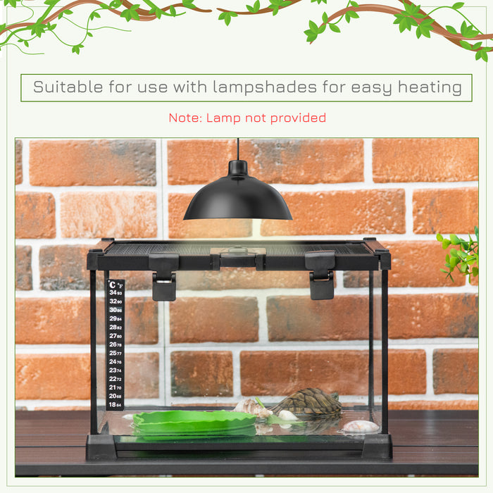 Reptile Glass Terrarium with Thermometer - 50x30x25cm Climbing Pet Enclosure, Breeding Tank - Ideal for Arboreal Animals, Black Finish