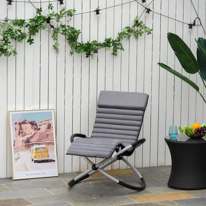 Orbital Rocking Chair with Anti-Drop Feature - Folding Lounger with Removable Mat, 2-in-1, 145x74x86cm in Black and Grey - Ideal for Relaxing and Comfort Outdoors