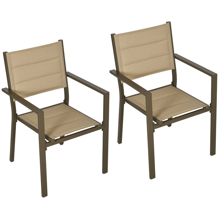 Aluminium Stacking Garden Chairs - Set of 2, Durable Outdoor Seating - Ideal for Patio, Balcony & Lawn Spaces