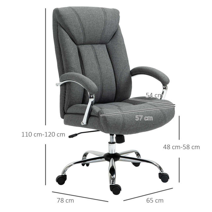 Ergonomic Linen Swivel Desk Chair - Height Adjustable Home Office Chair with Armrests and Smooth-Rolling Casters - Comfortable Task Seating Solution for Remote Workers & Students