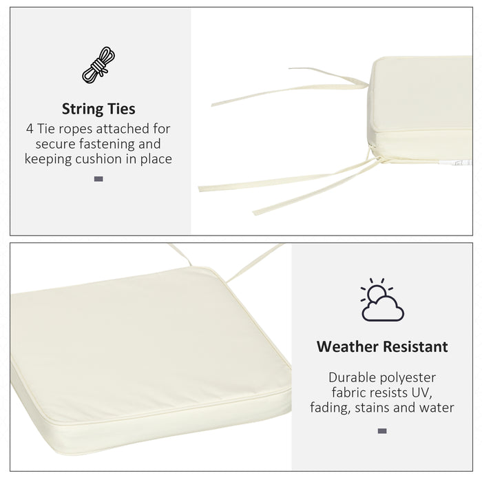 Chair Cushion Set of 6 - 42x42x5 cm Cream White Seat Pads - Comfortable Dining & Kitchen Seating Enhancers