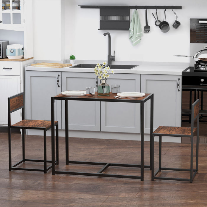Industrial-Style 3-Piece Table & Stool Set - Sturdy Steel Frame with MDF Panels - Perfect for Living Room or Home Bar Spaces
