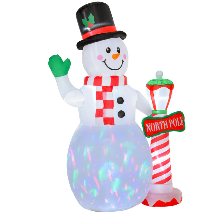 Inflatable Snowman with Street Lamp - 2.4m Festive Holiday Display, Illuminated for Home & Garden Decor - Ideal for Outdoor Parties and Lawn Ornaments