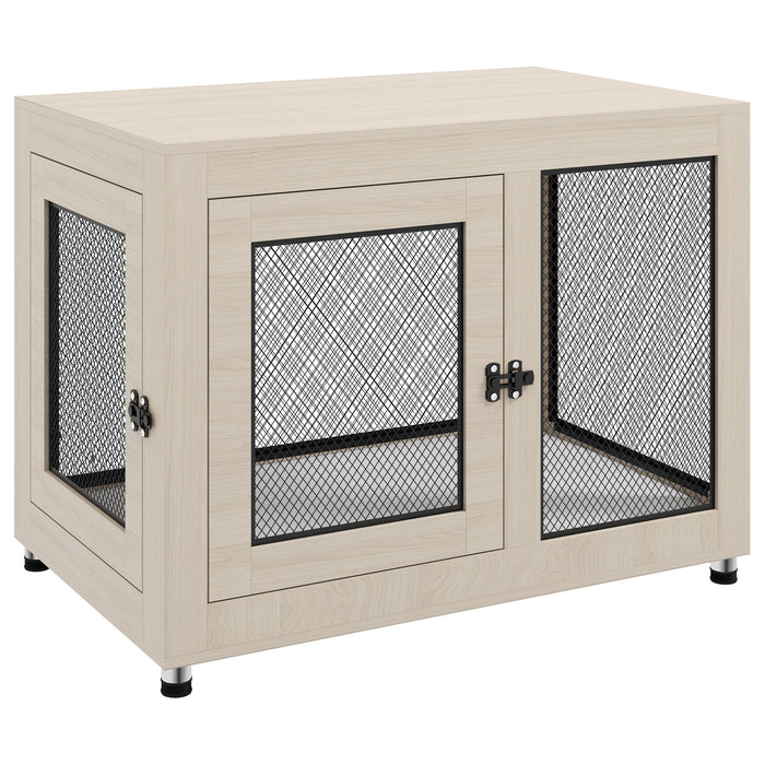 2-in-1 Dog Cage & Stylish End Table - Dual-Door Pet Crate with Comfortable Cushion - Ideal for Large Dogs & Home Décor Integration