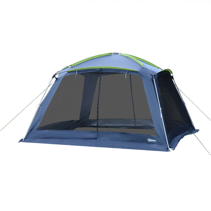 Portable Dome Family Camping Tent for 5-8 People - Outdoor Screen House Sun Shelter, Spacious 360x355x215cm - Ideal for Group Adventures, Dark Blue/Green