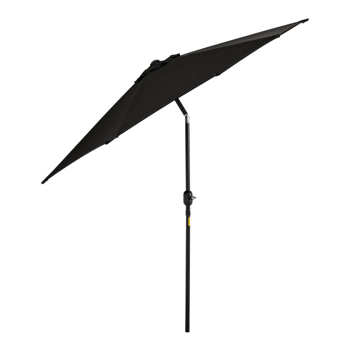 Outdoor Sun Parasol with Tilt and Crank - 2.7M Garden Umbrella, Aluminium Frame Sunshade Shelter, Black - Ideal for Patio, Deck, Poolside Lounging