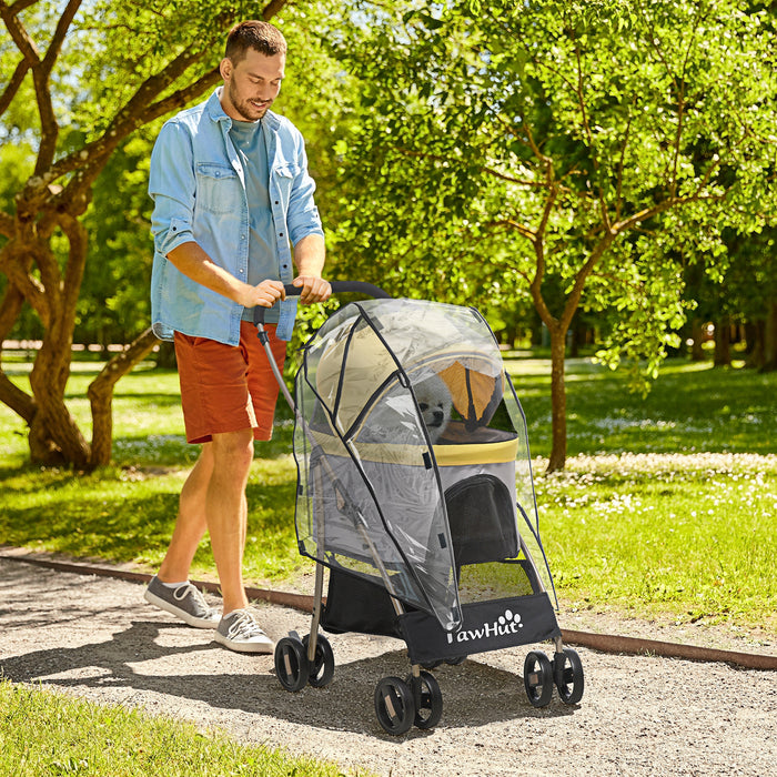 3-in-1 Detachable Pet Stroller with Rain Cover - Cat Dog Pushchair, Foldable Carrier, Universal Wheels, Brake System & Canopy Basket - Ideal for Travel & Outdoor Comfort for Small Animals