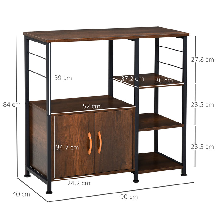 Industrial-Style Side Table - Metal Frame with Storage Shelf and Cabinet Rack - Space-Saving Solution for Living Room and Kitchen