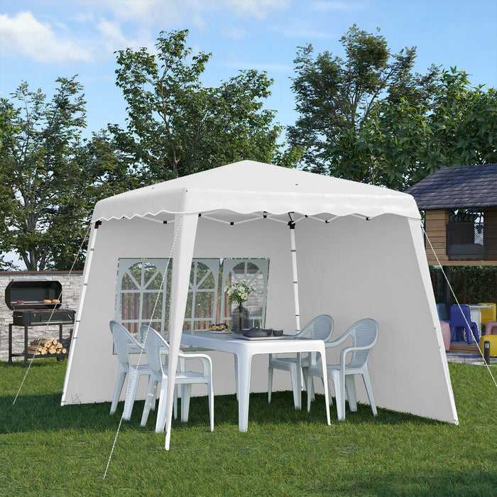 Pop-Up Gazebo 2.9 x 2.9m with Carry Bag - Slant Leg Design & Height Adjustable, UV50+ Protection - Ideal Event Shelter for Garden Parties and Patio Events, White