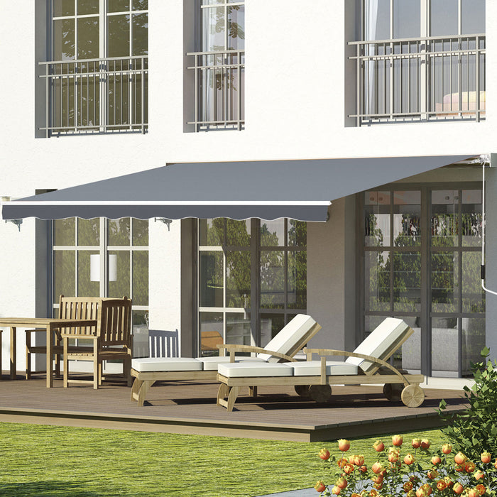 Manual Retractable Garden Awning - 2.5m x 2m Grey Sun Shade Shelter with Winding Handle - Ideal for Patio Protection and Outdoor Relaxation