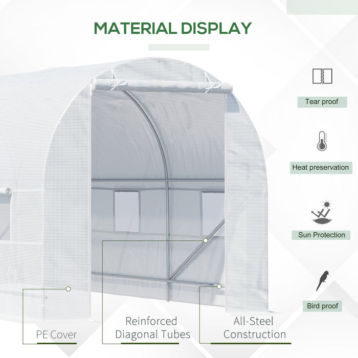Large Galvanized Steel Poly Tunnel Greenhouse - 4.5x2x2 Meters, Outdoor Walk-In Structure - Ideal for Patio Gardening & Plant Protection