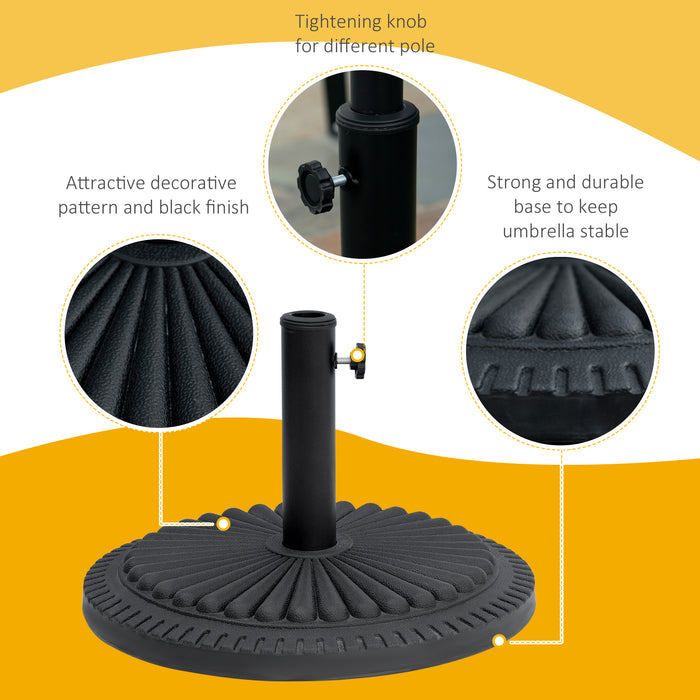 15kg Heavy-Duty Cement Parasol Base - Round Outdoor Umbrella Weight Stand, Black - Ideal for Garden and Patio Stability