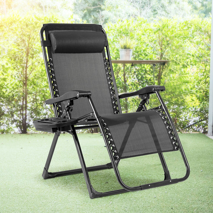 Zero Gravity Lounge Chair - Integrated Cup Holder & Breathable Fabric Features - Ideal for Outdoor Lounging and Relaxation