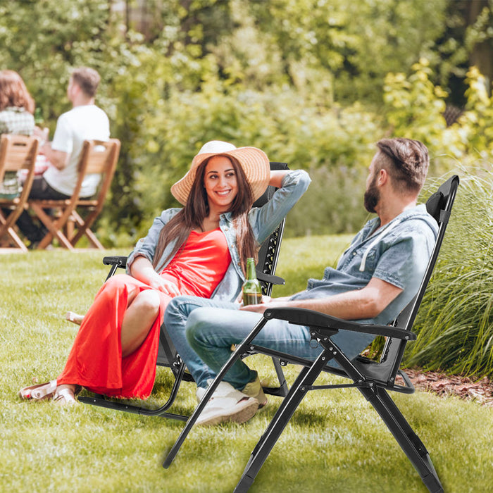 Zero Gravity Lounge Chair - Integrated Cup Holder & Breathable Fabric Features - Ideal for Outdoor Lounging and Relaxation