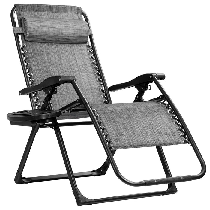 Zero Gravity Lounge Chair - Integrated Cup Holder & Breathable Fabric Features - Ideal for Outdoor Lounging and Relaxation