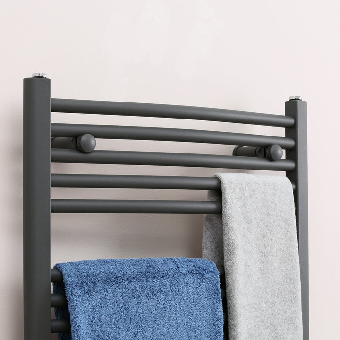 Heated Towel Rail Radiator - Hydronic Bathroom Ladder Warmer, 600mm x 700mm, Grey Finish - Ideal for Central Heating and Cozy Towels