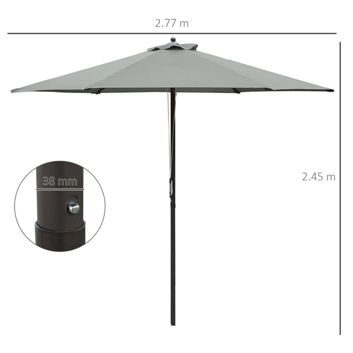 Outdoor Sunshade Canopy Umbrella - 2.8m Patio Parasol with 6 Ribs, Manual Push, Dark Grey - Ideal for Garden and Backyard Comfort