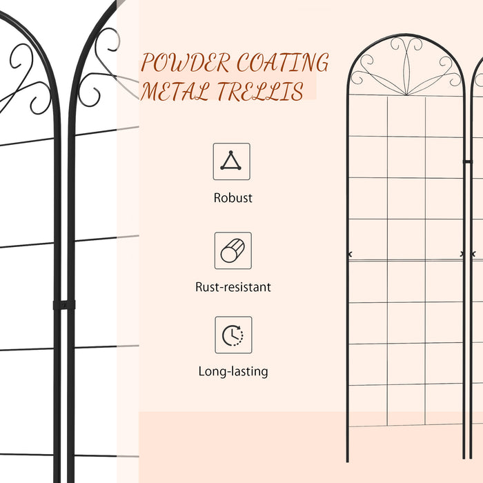 Garden Metal Trellis 2-Pack - Climbing Plant Support Frames with Grid Design - Ideal for Vine Growth and Garden Decor