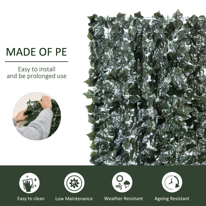 Artificial Leaf Hedge Screen Set - Dual 3 x 1.5m Dark Green Privacy Fences for Outdoor Gardens and Indoor Decor - Creates Secluded Spaces in Home or Commercial Settings