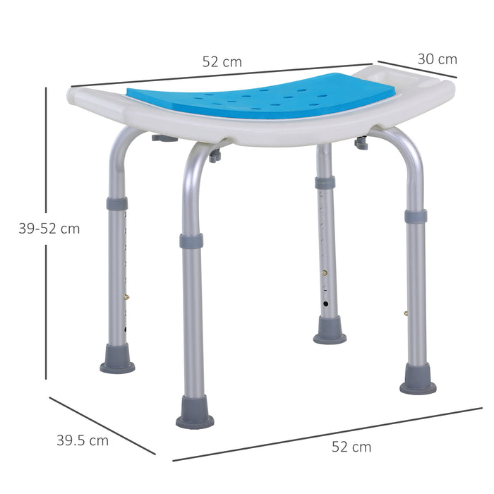 Height-Adjustable Aluminum Shower Stool - 6 Levels, Non-Slip Padded Seat, Drainage Holes & Foot Pads - Convenient Bathroom Chair for Elderly & Disabled