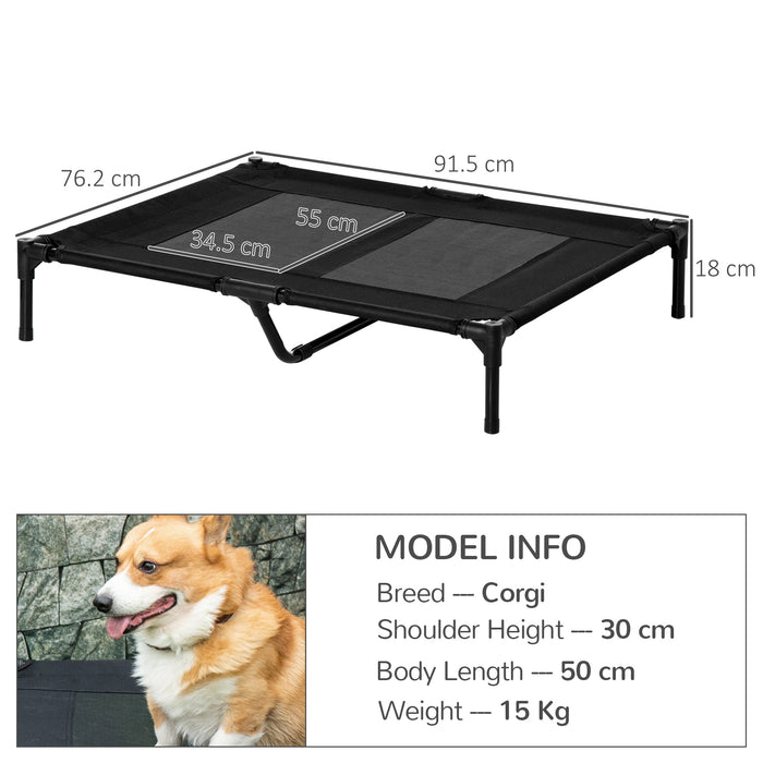 Elevated Pet Cot with Metal Frame - Large Cooling Mesh Bed for Dogs and Cats, Ideal for Camping and Outdoor Use - Lifted and Portable Design for Indoor Comfort and Airflow