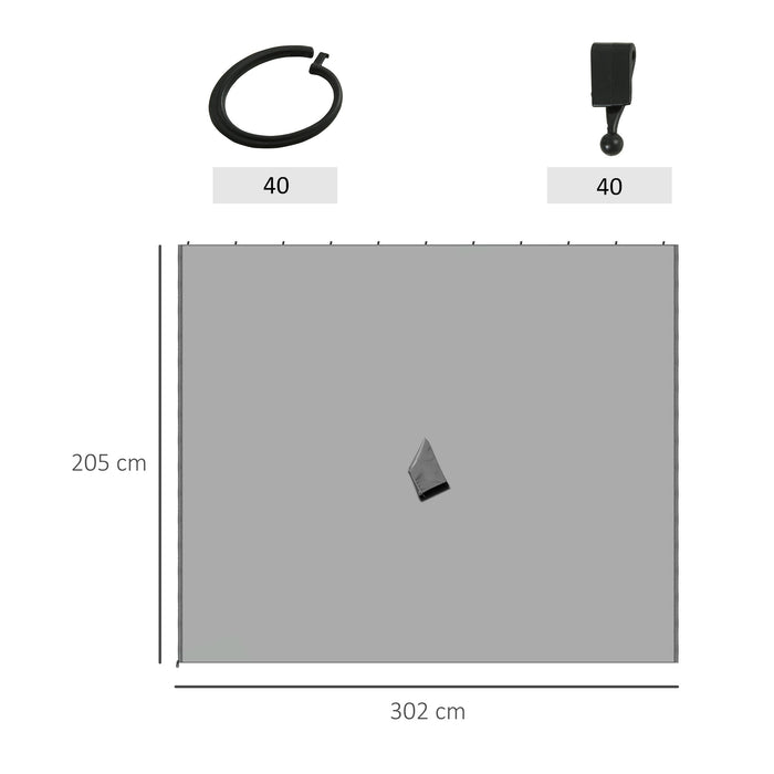 Universal 3x3m Gazebo Sidewall Set with 4 Panels - Includes Hooks and C-Rings, Perfect for Pergolas and Cabanas - Light Grey, Outdoor Privacy and Shelter Solution