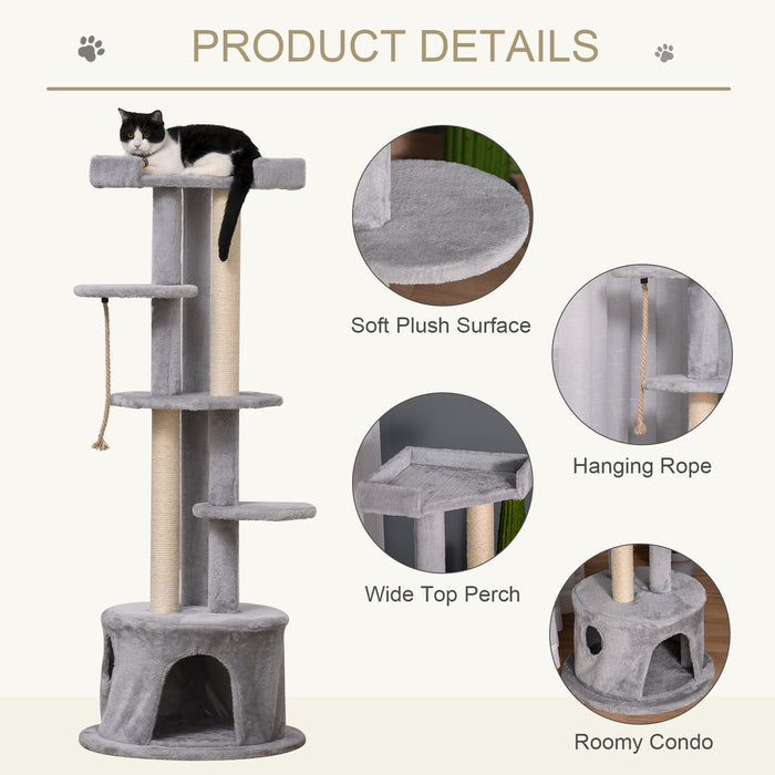 Cat Tree Kitten Tower - Multi-Level Activity Centre with Scratching Post, Condo, Hanging Ropes & Plush Perches - Perfect for Playful Cats and Kittens