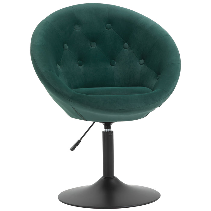 Velvet-Tufted Fabric Bar Stool - Adjustable Dining Height, Armless Swivel Counter Chair in Green - Elegant Seating for Kitchen and Bar Spaces