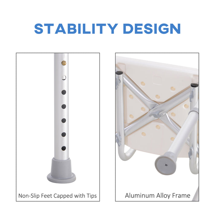 Adjustable Bathroom Shower Stool - Elderly Safety Seat with Multiple Positions - Bath Aid for Seniors and Mobility-Impaired Users