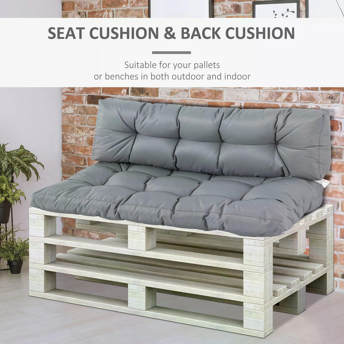 Tufted Pallet Cushions - 2Pc Set for Garden, Patio, Indoor & Outdoor Seat Pad and Back Cushion - Comfortable Dark Grey Design for Home and Garden Relaxation