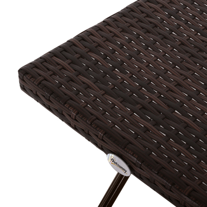 Folding Rattan Side Table - Compact Square Wicker Coffee Table for Outdoor, Garden & Balcony - Durable Patio Furniture for Small Spaces, 40cm H/L/W Brown