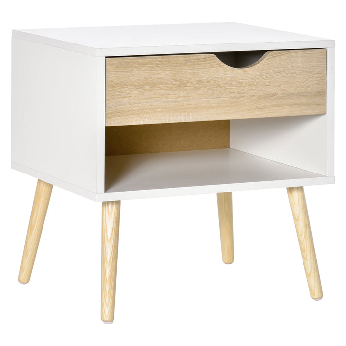 Modern Nightstand with Drawer and Shelf - Stylish Bedside Table for Bedroom or Living Room - Convenient Storage Solution for Home