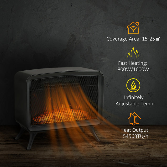 Electric Fireplace Heater with LED Ambiance - Freestanding or Tabletop, Overheat Safety Feature, Dual Heat Modes 800W/1600W - Cozy Home Heating Solution