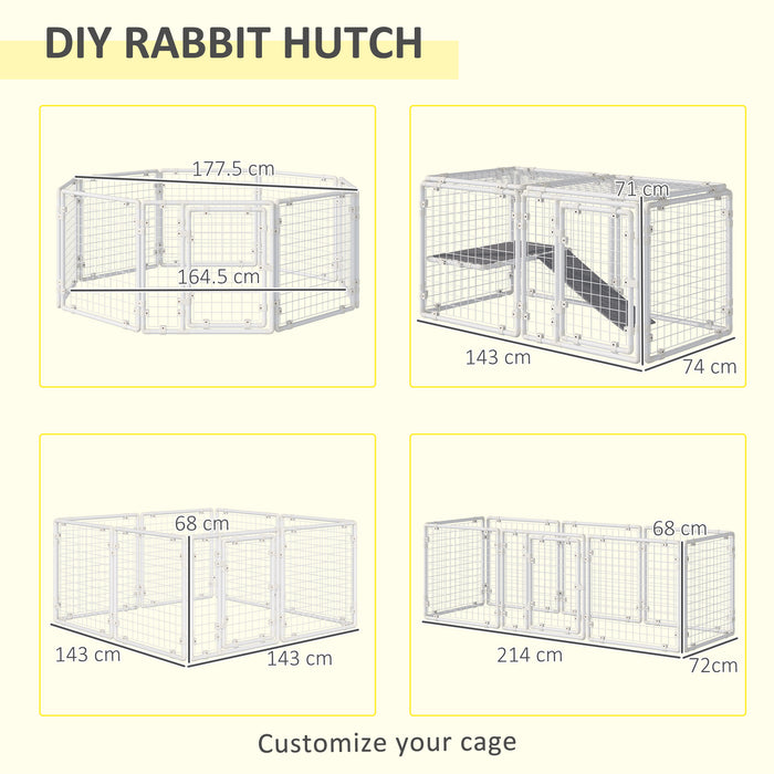 Large Bunny & Guinea Pig Hutch - 9-Piece DIY Rabbit Cage with Door, Ladder & Divider - Ideal for Small Animal Pet Homes and Habitats