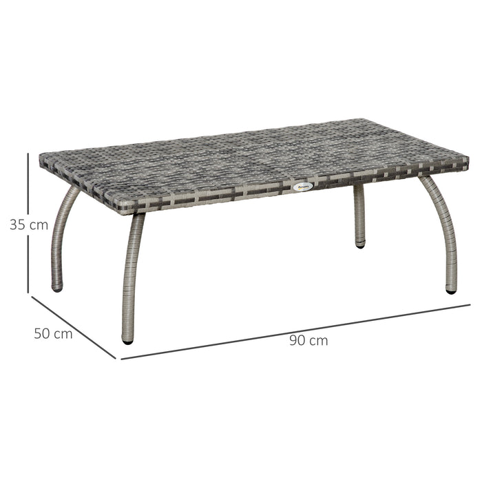 Outdoor Rattan Coffee Table - All-Weather Wicker Side Table in Grey - Ideal for Garden, Balcony, and Backyard Spaces