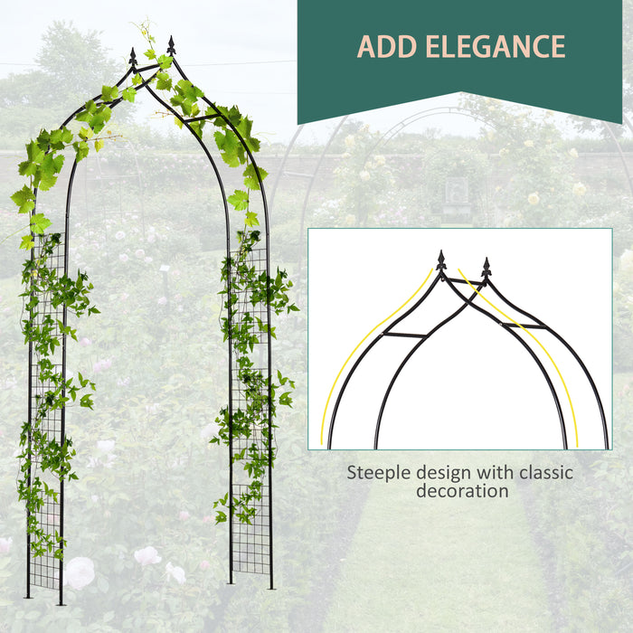 Steel Frame Garden Arch - Outdoor Metal Pergola for Climbing Plants & Backyard Trellis - Ideal for Garden Entryways & Plant Support