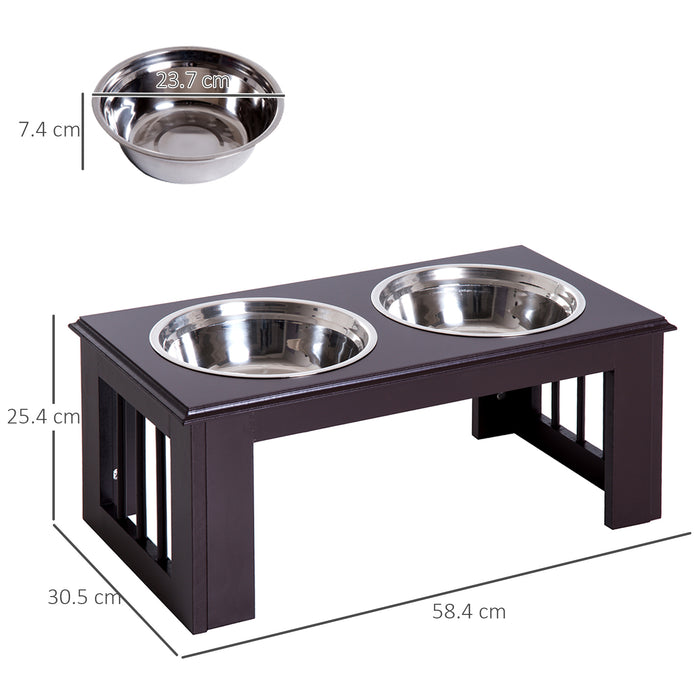 Heavy-Duty Stainless Steel Pet Feeder - 58.4cm Length, Brown Finish, Easy-Clean Surface - Ideal for Large Dogs and Pets