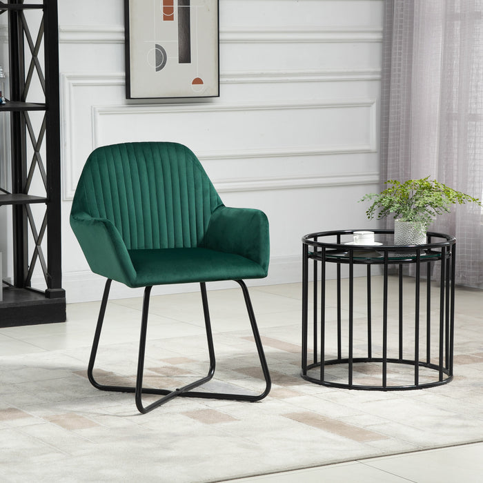 Upholstered Modern Armchair with Metal Base - Stylish Green Accent Chair for Living Room - Comfy Seating for Home Decor and Relaxation