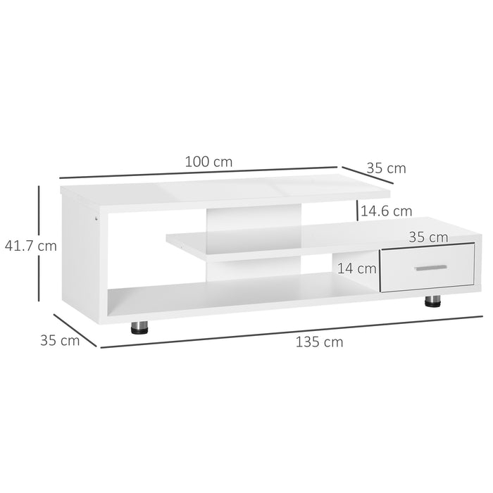 Modern High Gloss TV Stand - Storage Shelf and Drawer, Up to 45" Screen Compatibility - Stylish Entertainment Center for Living Room and Bedroom