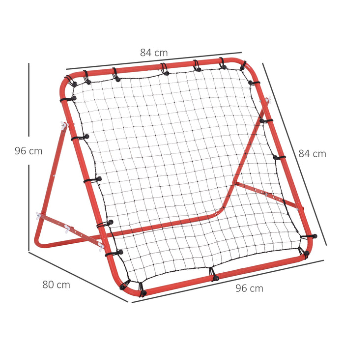 Rebounder Net with PE Mesh and Metal Frame - 96 x 80 x 96 cm Football and Training Net in Red and Black - Ideal for Skill Improvement and Coordination