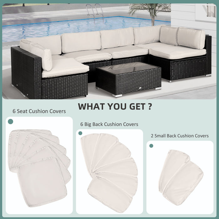 Rattan Furniture Cover Set - Beige Replacement Outdoor Sofa Seat Cushion Covers, Weather-Resistant - Ideal for Patio & Garden Without Cushions