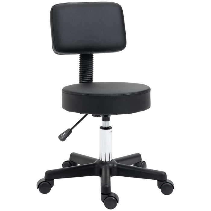 Swivel Salon Chair - Padded Back, 5-Wheel Base, Height-Adjustable for Hairdressers, Tattoo Artists, Spa Use - Comfortable Rolling Chair for Professional Salons and Studios