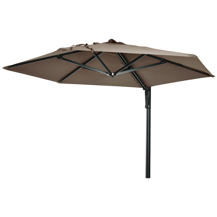 Wall Mounted Parasol with Easy Push Operation - 180-Degree Rotatable Outdoor Umbrella for Patio, Deck, Garden, 250cm - Sun Protection for Porch Relaxation, Khaki