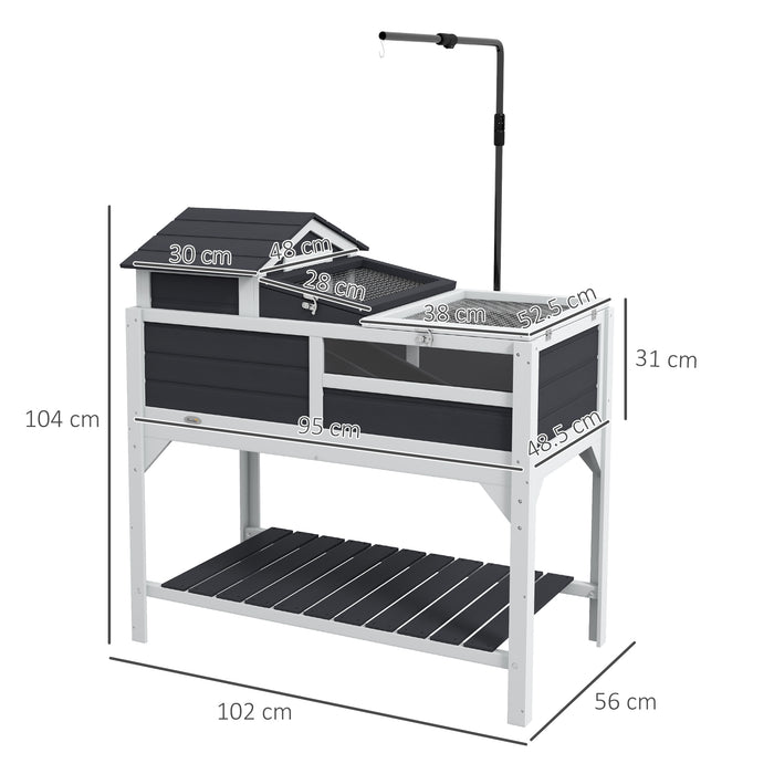 Tortoise Habitat with Adjustable Lamp Stand - Wooden Enclosure, Open-Top Design, Detachable Basking Area - Ideal for Reptile Safety and Comfort