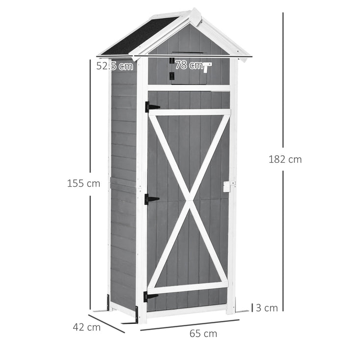 Garden Storage Shed - Multifunctional Wooden Tool Cabinet with Lockable Doors & Integrated Workstation - Spacious Outdoor Solution for Equipment & Supplies, 182x78x52.5 cm, Grey