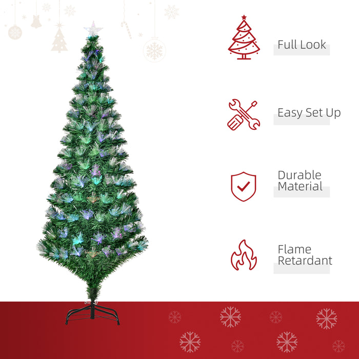 6ft Fiber Optic Artificial Christmas Tree - Pre-Lit with Colorful LED Lights and Flash Mode - Ideal Home Holiday Decoration for Festive Atmosphere