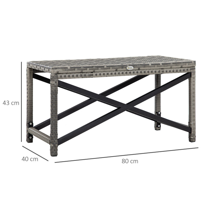 PE Wicker Outdoor Coffee Table - Rattan Patio Side Table with Full Woven Top & Underlying Plastic Board - Ideal for Garden & Patio Décor in Mixed Grey